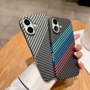 Luxury Carbon Fiber Kevlar Pattern For Magsafe Magnetic Case For iPhone 11 12 13 14 15 16 17 Pro Max Plus Shockproof Back Cover