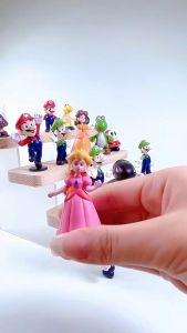 Action Figure SUPER MARIO BROS isi 18 pcs Miniatur Topper Kue Pajangan Mainan Luigi Bross Brother