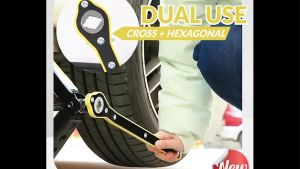 2in1 Scissor Jack Ratchet Wrench Universal Cross Hexagonal Dual Use Spanner Scissor Jack Spanar Jek Tukar Tayar Kereta