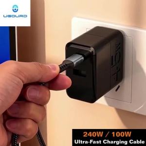 UGOURD 240W PD 3.1 Cáp USB C Sang C 100W Type-C Sang Type-C Sạc Nhanh Dây Sạc Nylon Bện Chịu Lực Cao 1m 2m Phụ Kiện Điện Thoại Di Động