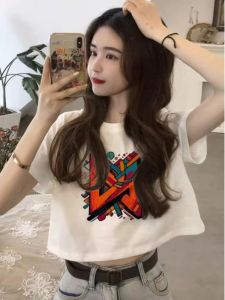 SUSHOUWANGE | Cropped Loose Cotton Short Sleeve T-shirt for Women