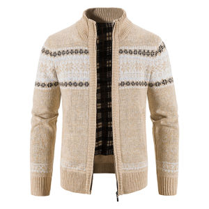 Mens Knit Cardigan Christmas Fleece Sweater Coat Fashion Casual Jacket High Quality Male Wool Cashmere Clothing