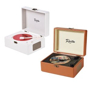 หนังวินเทจเครื่องเล่นซีดีบลูทูธสองทาง 5.0 ลําโพงในตัวแบบพกพาเครื่องเล่นเพลงซีดีแบบชาร์จไฟ USB Lossless Player