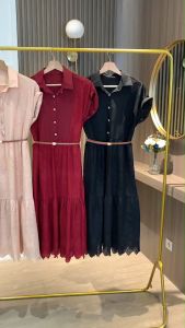 D11732 Bradley Wide Shoulder Eyelet Dress w/ Belt
