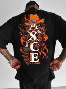 Bandai | Asce One Piece Anime T Shirt Men Women 2026 Summer Short Sleeve Tee Streetwear Casual Graphic Print Tops Crewneck Y2k 2026 New