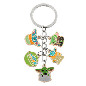 Star Wars Keychain with Master Yoda Baby Figure Pendant - Kids Toy Gift Car & Backpack Accessory