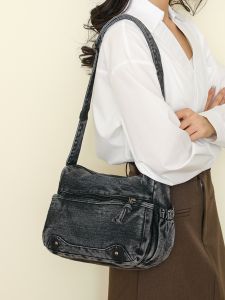 Multi-Pocket Middle-Aged and Elderly Womens Canvas Bag 2024 New Arrival Shoulder Messenger Bag Womens Backpack Middle-Aged Mother Bag