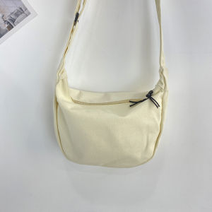Casual Canvas Shoulder Bag Womens Style Dumpling Shape Crossbody Bag Simple Design Single Strap Soft Handbag for All Seasons