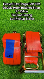 Heavy Duty Cargo Belt 10M Double Hook Ratchet Strap 4” 10Ton for Lorry Pickup & Trailer Cargo Securing