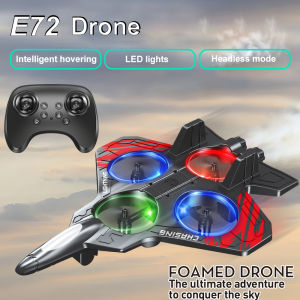 E72 High - Performance foam aircraft stunt intelligent fixed height hover 360 ° turn UAV remote LED lights control fighter toy