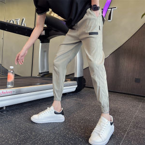 Spring Summer Mens Slim Fit Casual Pants Elastic Splice Thin Style Harlan Trousers Korean Version Trendy All-Match Cuffed