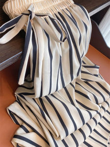 Ice Silk Stripes Loose Pants Womens Summer Thin High Waist Drooping Straight Pants Loose Slim Looking Small Cool Pants