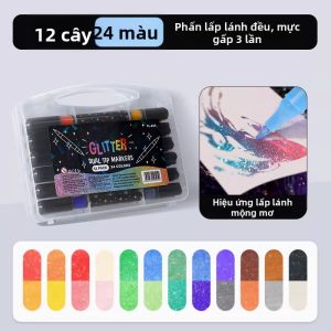 Bút Vẽ Nghệ Thuật Đa Màu Bóng Lấp Lánh Không Độc Hại Đầu Đôi