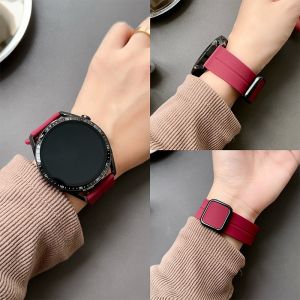 สำหรับ Samsung Galaxy Watch 4/5/6 Pro 40/44/45มม. และ Huawei GT3 Pro Band สำหรับ 20/22มม. สายรัดแม่เหล็กซิลิโคน 42/46มม
