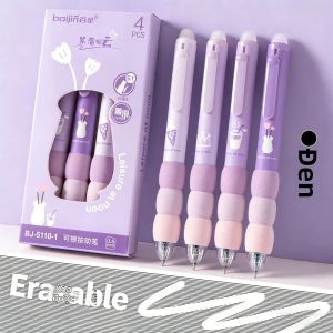 Bộ 4 Bút Gel Xóa Được Mềm Mại Ngòi 0.5mm Mực Đen Khô Nhanh Đầu ST Có Thể Thu Vào Dành Cho Học Sinh & Văn Phòng