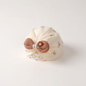 Princess Style Baby Girl Hat Spring Autumn Overhead Butterfly Knot Newborn Infant Headwear Comfortable Pure Cotton Cap for Toddlers