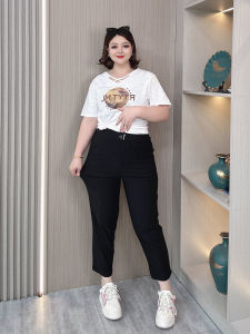 Summer Thin Quick Dry Casual Pants Womens High Waist Wide Leg Harlan Nine Points Trousers plus Size Slimming Effect