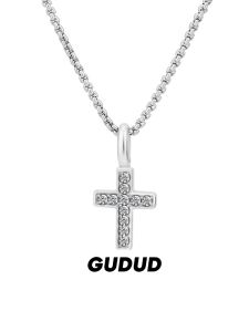 GUDUD | Simplistic Versatile Sterling Full-drill Mini Cross Necklace S925
