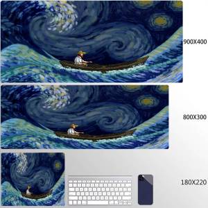 Bandai | Van Gogh Mouse Pad Cartoon Non-slip Mat Large Pc Gamer Cabinet Keyboard Deskmat Design Gaming Accessories Computer Mousepad XXL