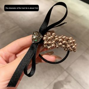 Fashionable Pearl Hair Ties for Women Simple Elegant Butterfly Knot Tail Hair Bands Versatile Ball Head Accessories Dongda Gate