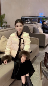 Fashionable Winter Cotton Jacket Womens Embroidered Sleeve Tunic Coat Button Detail Popular Online New Chinese Style National Trend