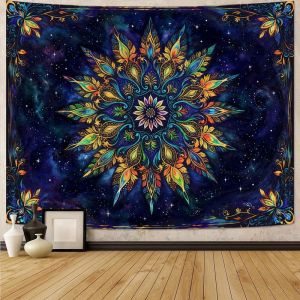 Thảm Treo Tường Bằng Vải Polyester In Họa Tiết Mandala Hoa Văn UV Phản Quang Trang Trí Phòng Ngủ Phòng Khách Phòng Tập Yoga Phong Cách Psychedelic Boho Đồ Trang Trí Nhà Cửa