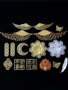 Bici Colorful Metal Hollow out Flower Piece Wings Feathers Butterfly Handmade Diy Ancient Style Headwear Fan Making Accessories