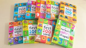 First 100 Words Padded Board Book by Roger Priddy Children Vocabulary & Spelling Books Dictionary Activity Book for Kids Babys Enlightenment Reading - Numbers Color Shapes Animals ABC Trucks Dinosaurs Nature Words Early Learning Education Book