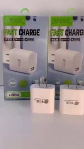 H302 H303 Fast Charger Adapter with USB Cable Android Micro Type-C Iphone IOS