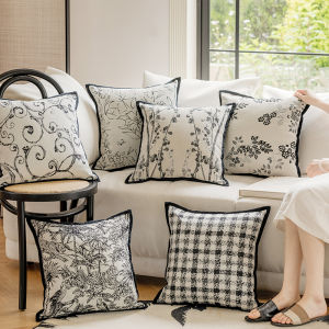 Áo Đệm Ghế Sofa Họa Tiết Hoa Nhung Đen Trắng Kiểu Pháp Đơn Giản Hiện Đại Cho Phòng Khách Ghế Sofa Đầu Giường Lưng Ghế