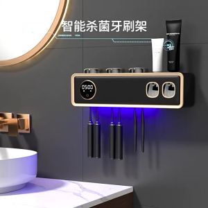 HKStorage Drying and sterilizing toothbrush holder Intelligent toothbrush sterilizer Ultraviolet sterilizing perforated free toothbrush holder