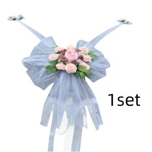 1set Married Car Decorations Set Wedding Pink Roses Artificial Flower Arrangement for Bridal Car Party Vehicle Decoration Set