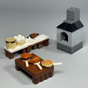 Domestic Small Particle Building Blocks DIY Christmas Scene Toys Bread Pizza Santa Winter Figurine Accessories Creative Assembly Blocks