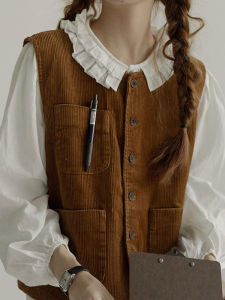 Corduroy Short Vest Womens Small Fragrance Style Vest Matching Dress Women Corduroy Outerwear Slimming Short Top