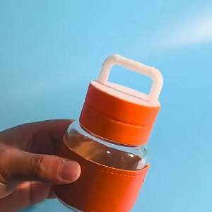 300ml手提胖胖杯｜迷你便携玻璃杯 创意可爱随手杯 Mini Chubby Glass Bottle – 300ml Portable Travel Cup with Handle