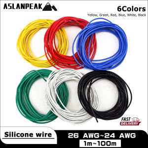6Colors 26-24AWG 1-100m Silicone cable Electrical wires Electronic wire For led Audio Speaker chip circuit maintenance 26 24 awg
