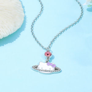 Hello Kitty Saturn Planet Toy Pendant for Women Girls - Cute Kawaii Cat Gift with Rhinestones - Fashion Trendy Accessories