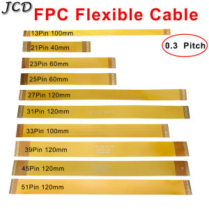 JCD 1pcs 0.3 mm Pitch 13 21 23 25 27 21 33 39 45 51 Pin FFC FPC Flexible Flat Cable Forward Direction FPC Connector Cable