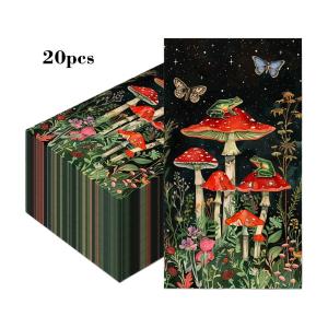 20pcs Forest Mushrooms Napkins Exquisite Vintage Mushroom and Fantasy Forest Thick Absorbent Napkins for Parties