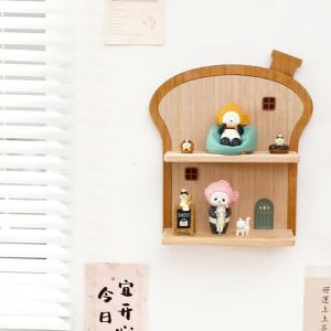 Wooden Blind Box Storage Display Rack Wall Mounted Figure Display Cabinet for Labubu Collectibles Mini Figurines Organizer Decor