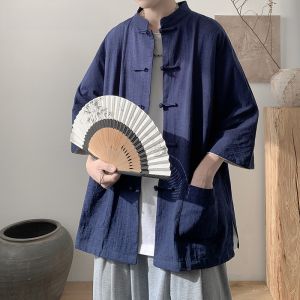 HetingHOME | Hetinghome Loose Fit Short Sleeve Mens Shirt Couples Half Sleeve Shirt Casual Cotton Youth Fashion Artistic Style Pure Color