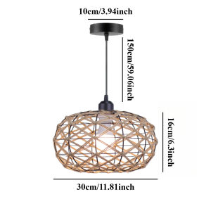 JOYINLED 30cm Hemp Rope Ceiling Light Natural Woven Rattan Wicker Lamp Chinese Style Lampshade Kitchen Bedroom Decor Lighting