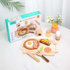 Afternoon Tea Set Pretend Wooden Kitchen Play Toys Cake Ice Cream Breakfast Role Play Game Learning Educational Toys For Kids