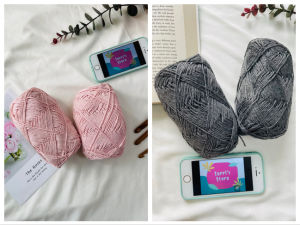 Yarn - Len Cotton Milk Hàn (Cuộn 90 - 100gram tuỳ cuộn màu xám và combo màu hồng & xanh rêu)