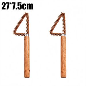 Khoảng cách cán bằng gỗ bàn chải làm sạch lông cứng tay cầm dài Bàn chải lông cứng với lỗ treo đầu tam giác Bếp bàn chải làm sạch