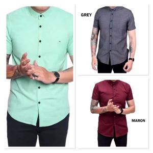 kemeja lengan pendek polos kemeja catun kasual distro premium paket hemat 3 picc cuman 70 ribuan