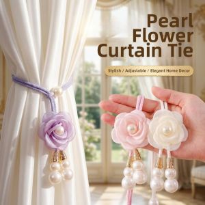 NAIFUNA | Luxury Floral Pearl Curtain Tiebacks