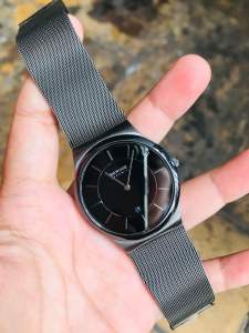 Đồng hồ nam si Nhật Bering Đan Mạch size 39mm dây thép lụa niềng đà ceramic