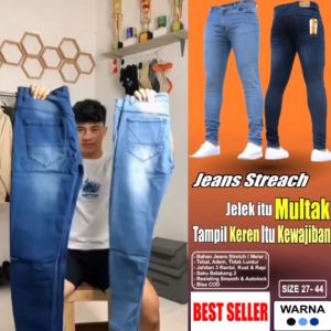 Celana Jeans Pria Streach Melar Hitam Biru Muda Biru Tua Dewasa Celana Pria Slimfit