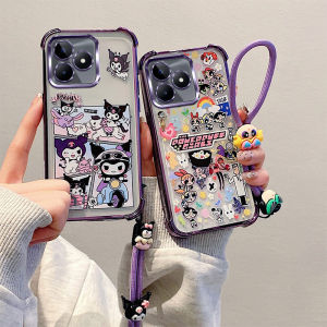 Fashion Casing Realme Note 60x 60 50 Note60x New Fun Cute Cartoon Rabble Kurumi Crayon Shin-chan Plating Anti-drop Phone Case with Lanyard 2025